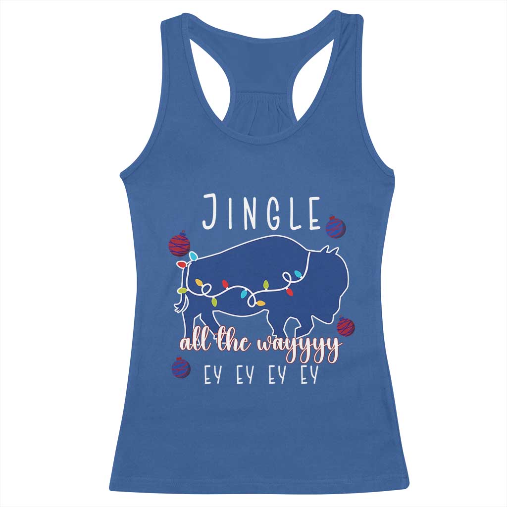 Buffalo Christmas Jingle All the Way Ey Racerback Tank Top Xmas Lights Funny Holiday Gift TS02 Royal Blue Print Your Wear