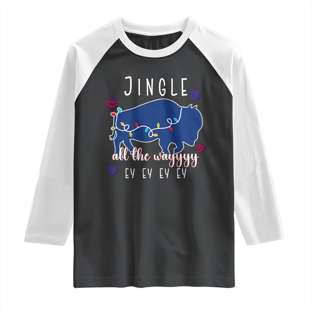 Buffalo Christmas Jingle All the Way Ey Raglan Shirt Xmas Lights Funny Holiday Gift TS02 Black White Print Your Wear