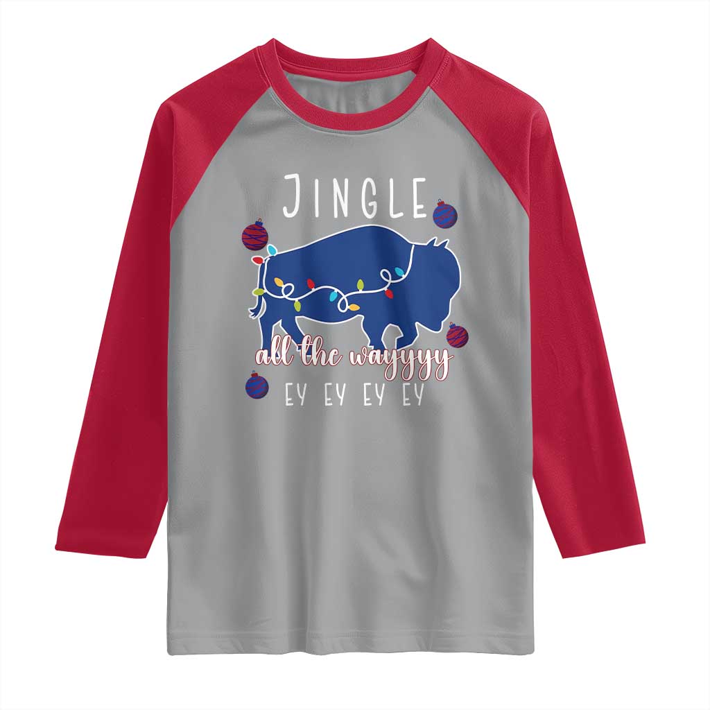 Buffalo Christmas Jingle All the Way Ey Raglan Shirt Xmas Lights Funny Holiday Gift TS02 Sport Gray Red Print Your Wear