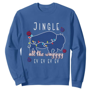 Buffalo Christmas Jingle All the Way Ey Sweatshirt Xmas Lights Funny Holiday Gift TS02 Royal Blue Print Your Wear