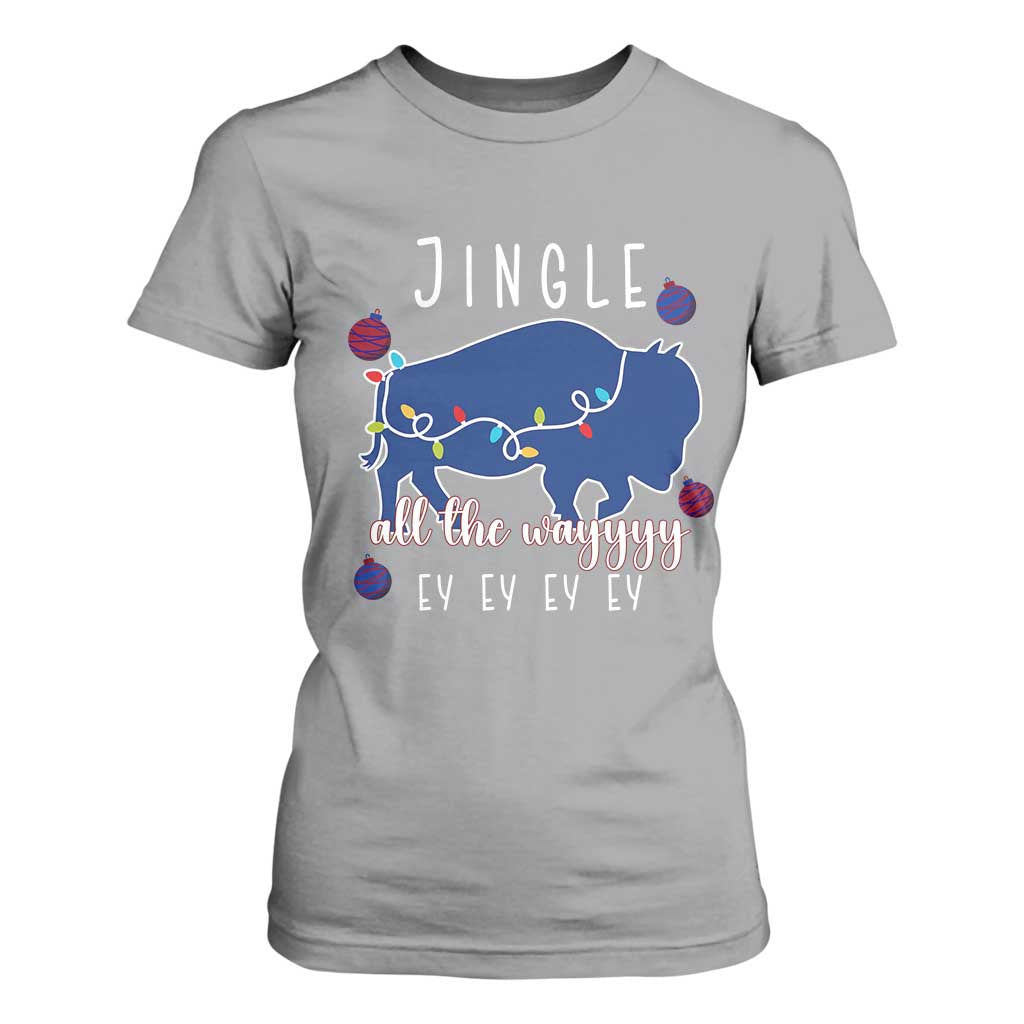 Buffalo Christmas Jingle All the Way Ey T Shirt For Women Xmas Lights Funny Holiday Gift TS02 Sport Gray Print Your Wear