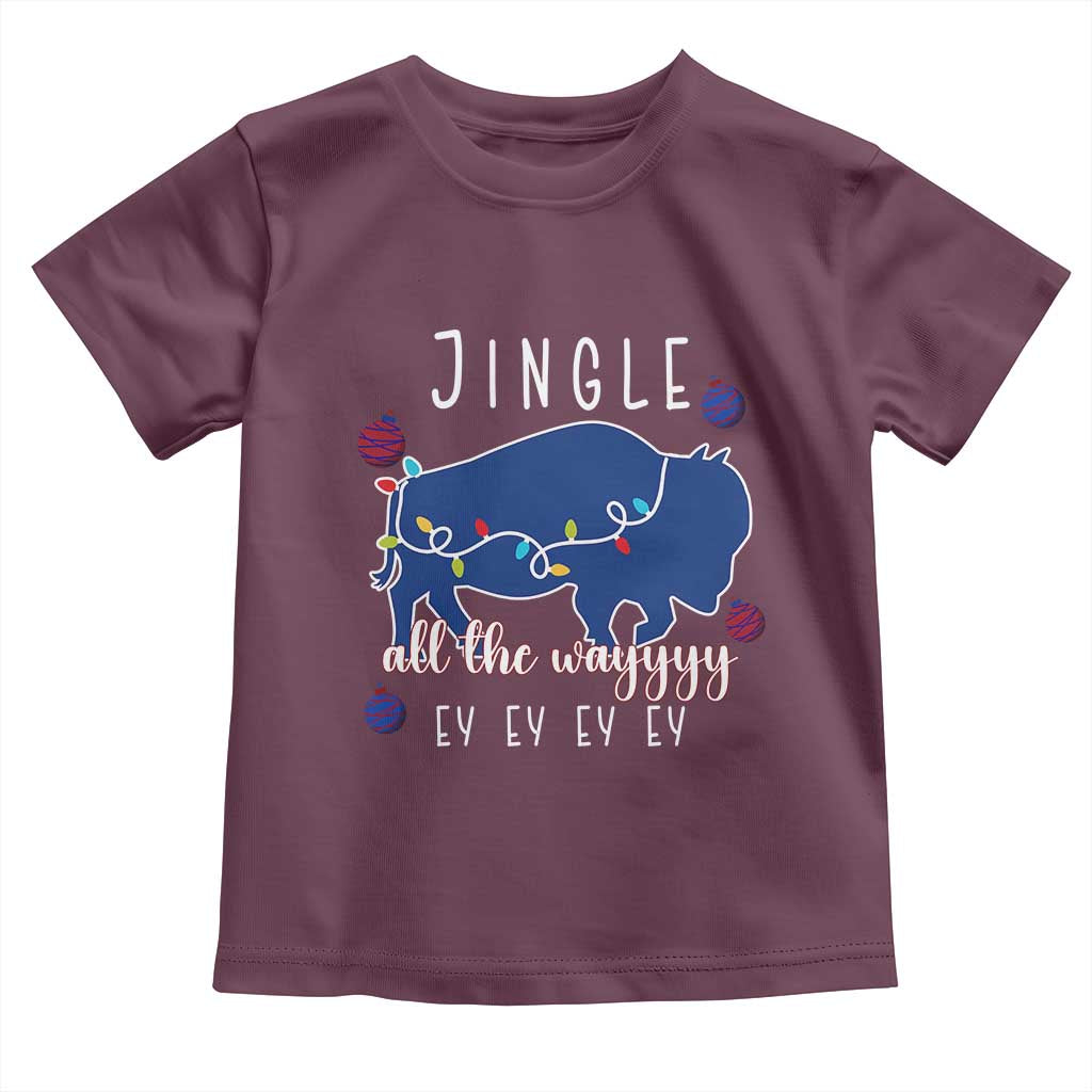 Buffalo Christmas Jingle All the Way Ey Toddler T Shirt Xmas Lights Funny Holiday Gift TS02 Maroon Print Your Wear