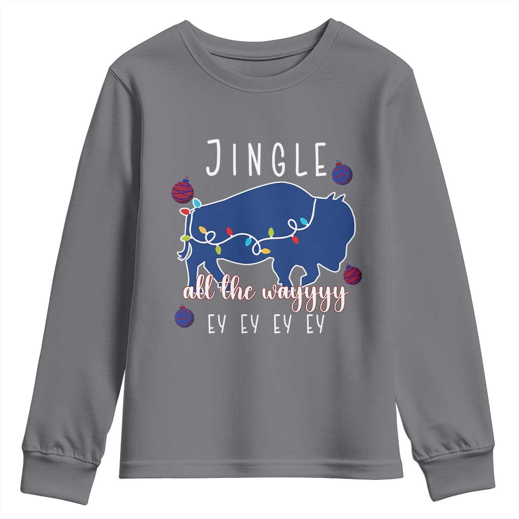 Buffalo Christmas Jingle All the Way Ey Youth Sweatshirt Xmas Lights Funny Holiday Gift TS02 Charcoal Print Your Wear