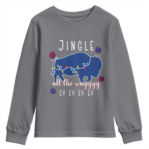 Buffalo Christmas Jingle All the Way Ey Youth Sweatshirt Xmas Lights Funny Holiday Gift TS02 Charcoal Print Your Wear