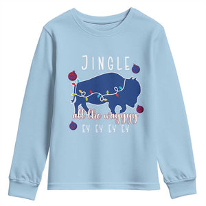Buffalo Christmas Jingle All the Way Ey Youth Sweatshirt Xmas Lights Funny Holiday Gift TS02 Light Blue Print Your Wear