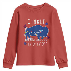 Buffalo Christmas Jingle All the Way Ey Youth Sweatshirt Xmas Lights Funny Holiday Gift TS02 Red Print Your Wear