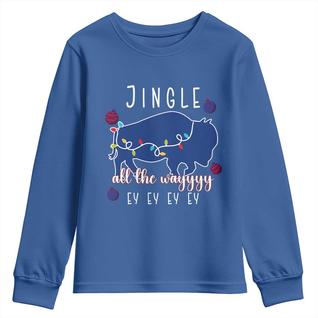 Buffalo Christmas Jingle All the Way Ey Youth Sweatshirt Xmas Lights Funny Holiday Gift TS02 Royal Blue Print Your Wear
