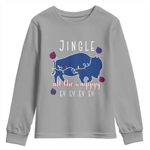 Buffalo Christmas Jingle All the Way Ey Youth Sweatshirt Xmas Lights Funny Holiday Gift TS02 Sport Gray Print Your Wear