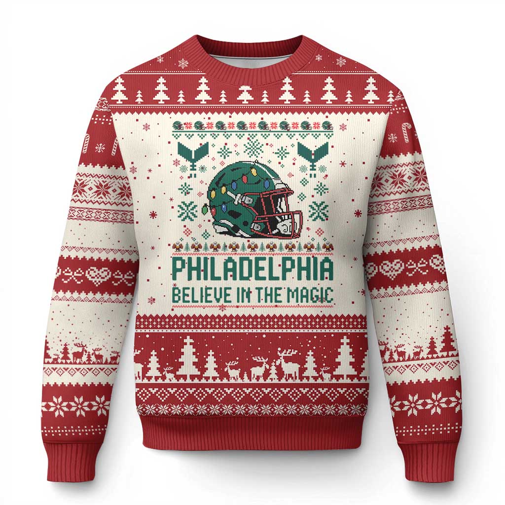 Philadelphia Believe in the Magic Ugly Christmas Sweater Retro Philly PFE Sport Fans Christmas Gift TS02 Beige Red Print Your Wear