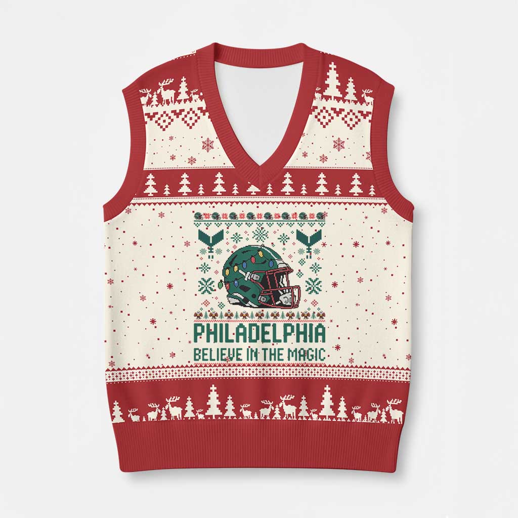 Philadelphia Believe in the Magic V-Neck Knit Sweater Vest Retro Philly PFE Sport Fans Christmas Gift TS02 Beige Red Print Your Wear