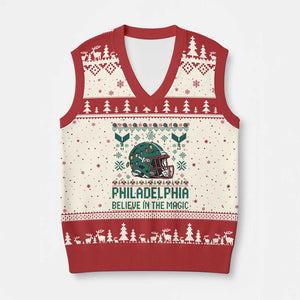 Philadelphia Believe in the Magic V-Neck Knit Sweater Vest Retro Philly PFE Sport Fans Christmas Gift TS02 Beige Red Print Your Wear