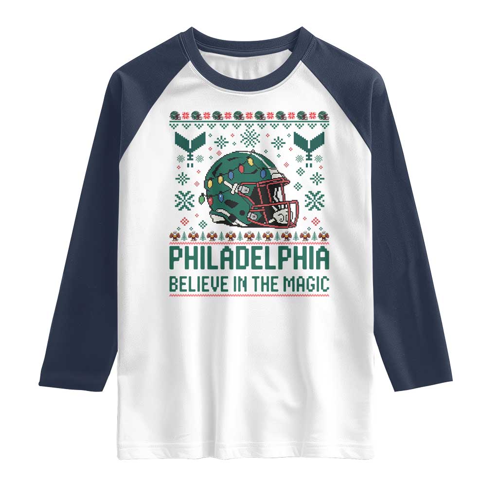 Philadelphia Believe in the Magic Raglan Shirt Retro Philly PFE Sport Fans Christmas Gift TS02 White Navy Print Your Wear