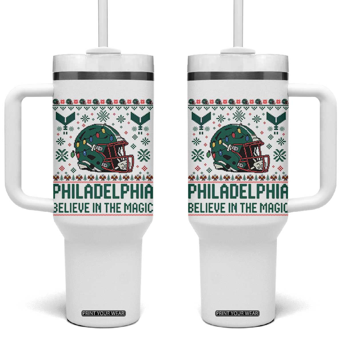 Philadelphia Believe in the Magic Tumbler With Handle Retro Philly PFE Sport Fans Christmas Gift TS02 One Size: 40 oz White Print Your Wear