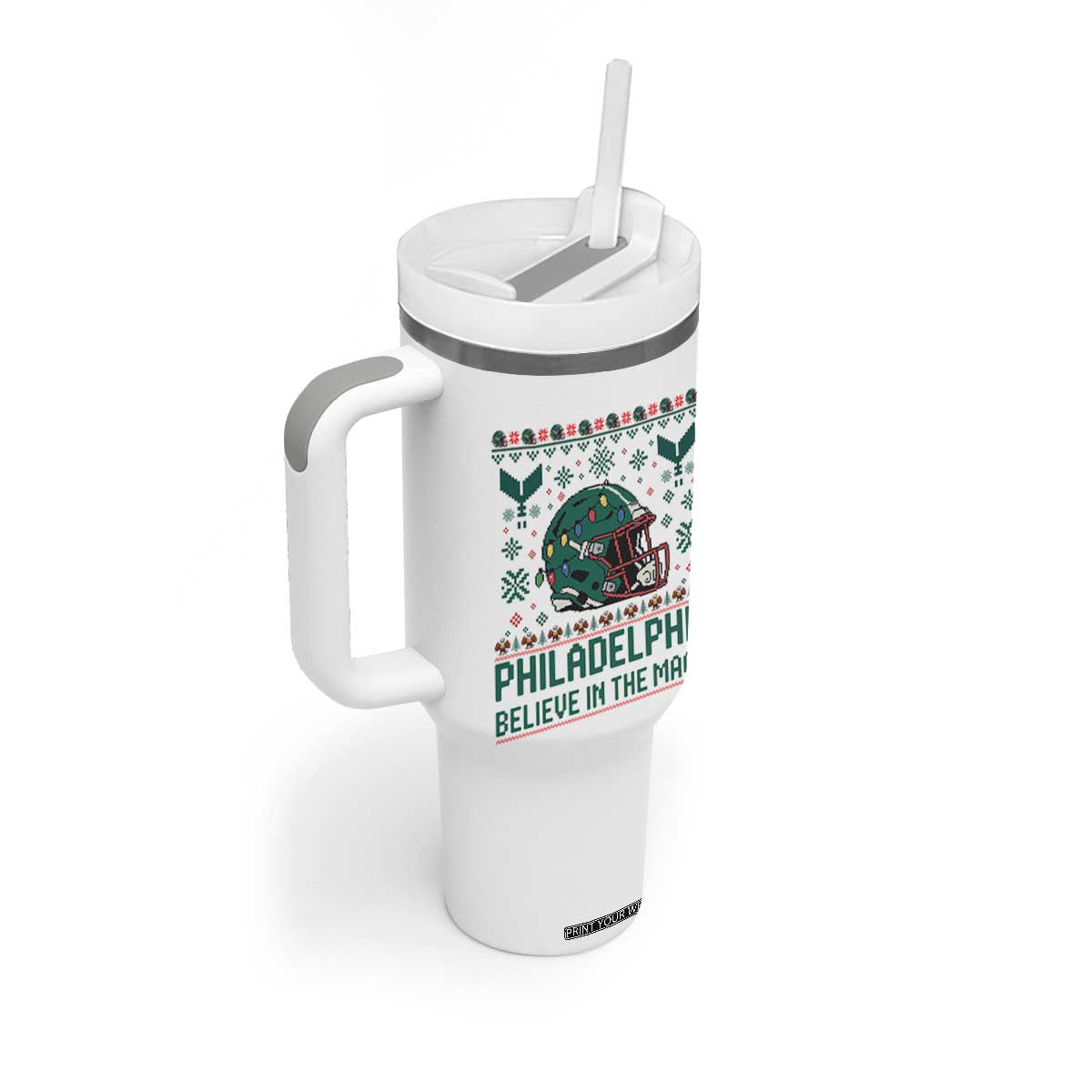 Philadelphia Believe in the Magic Tumbler With Handle Retro Philly PFE Sport Fans Christmas Gift TS02 Print Your Wear