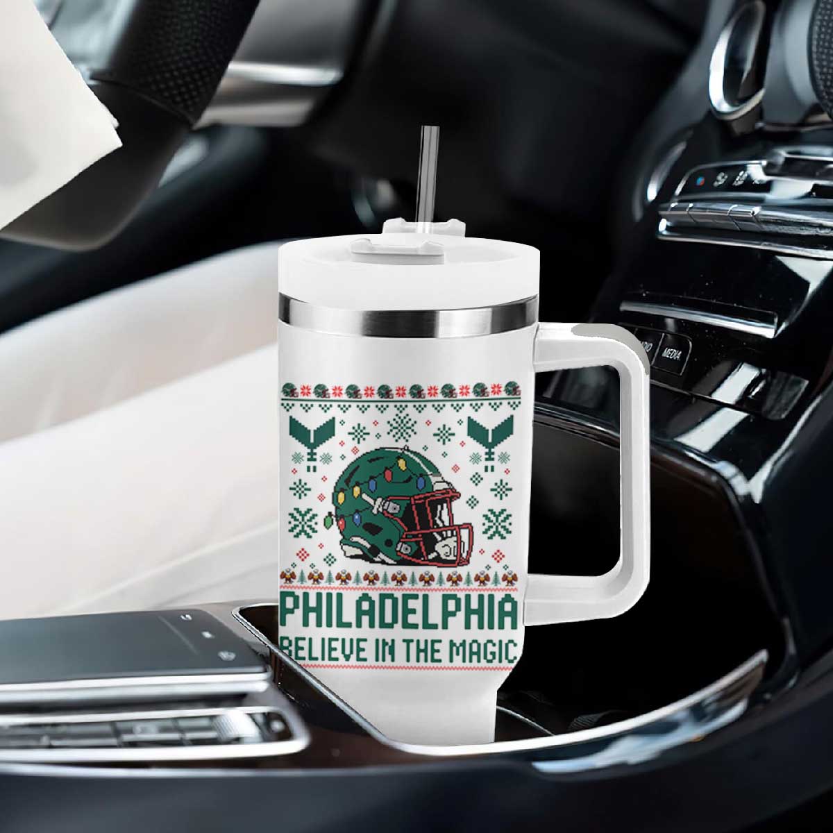 Philadelphia Believe in the Magic Tumbler With Handle Retro Philly PFE Sport Fans Christmas Gift TS02 Print Your Wear