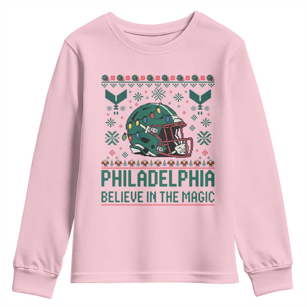 Philadelphia Believe in the Magic Youth Sweatshirt Retro Philly PFE Sport Fans Christmas Gift TS02 Light Pink Print Your Wear