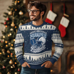 Vintage Indy Sport Fans IFC Retro 1953 Throwback Ugly Christmas Sweater TS02 Navy Beige Print Your Wear