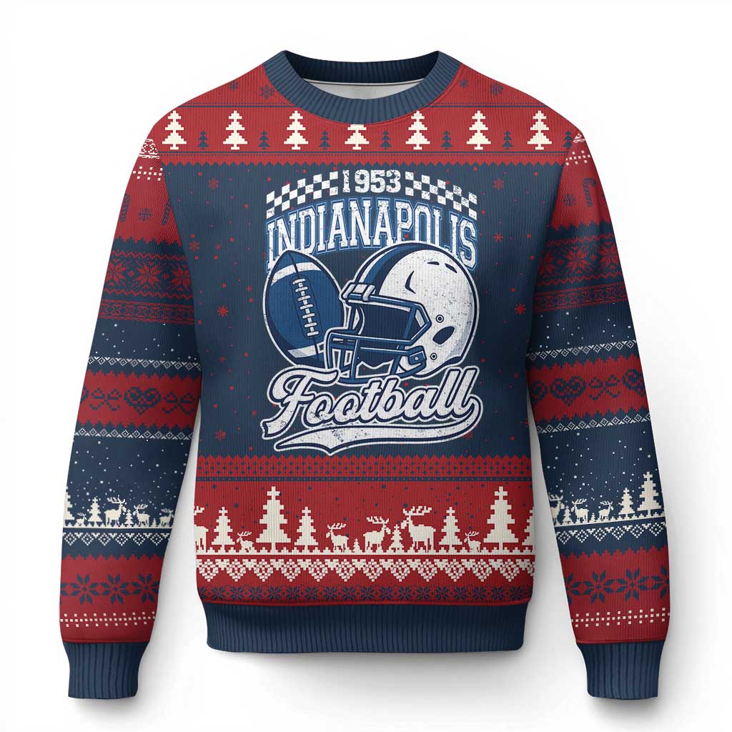 Vintage Indy Sport Fans IFC Retro 1953 Throwback Ugly Christmas Sweater TS02 Navy Red Print Your Wear