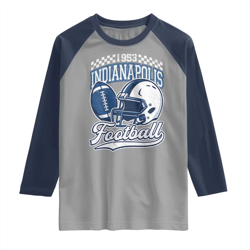 Vintage Indy Sport Fans IFC Retro 1953 Throwback Raglan Shirt TS02 Sport Gray Navy Print Your Wear