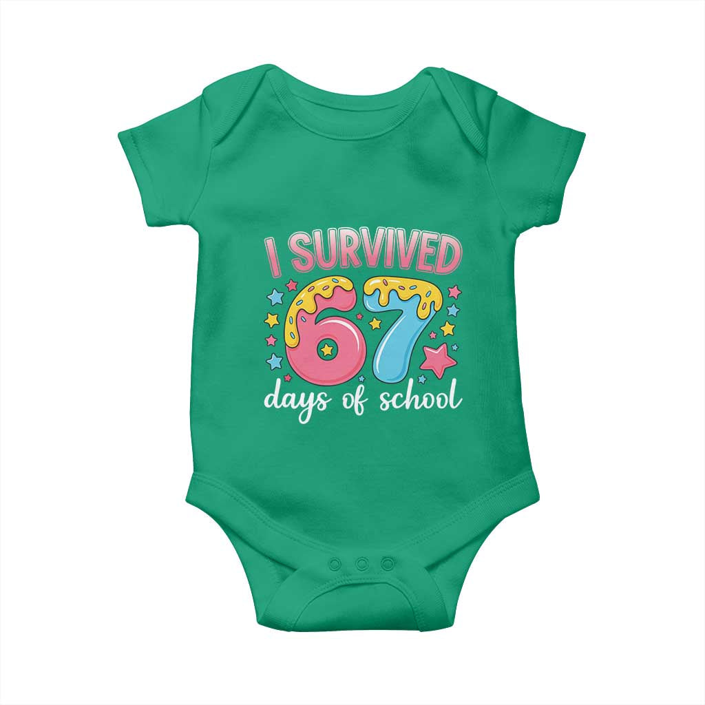 I Survived 67 Days of School Baby Onesie Cute 6 7 Six Seven Chaos Survivor for Students Teachers TS02 Irish Green Print Your Wear