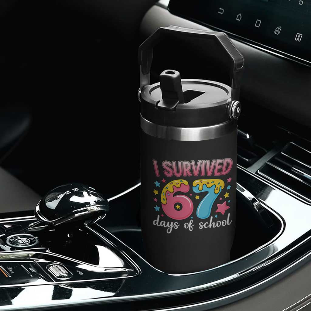 I Survived 67 Days of School Flip Straw Tumbler Cute 6 7 Six Seven Chaos Survivor for Students Teachers TS02 Print Your Wear