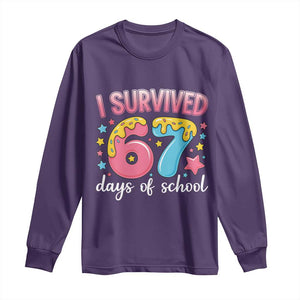 I Survived 67 Days of School Long Sleeve Shirt Cute 6 7 Six Seven Chaos Survivor for Students Teachers TS02 Purple Print Your Wear