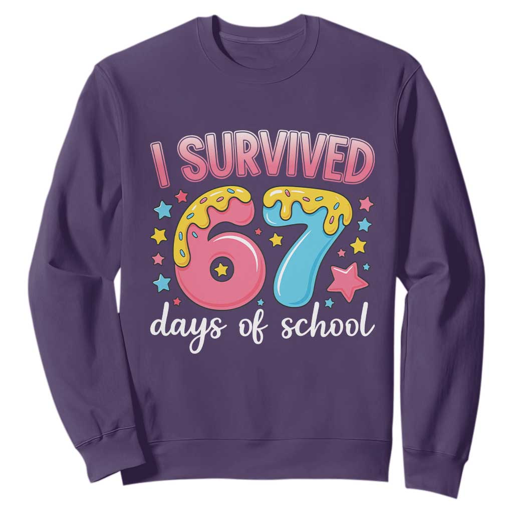 I Survived 67 Days of School Sweatshirt Cute 6 7 Six Seven Chaos Survivor for Students Teachers TS02 Purple Print Your Wear