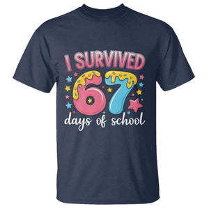 I Survived 67 Days of School T Shirt Cute 6 7 Six Seven Chaos Survivor for Students Teachers TS02 Navy Print Your Wear