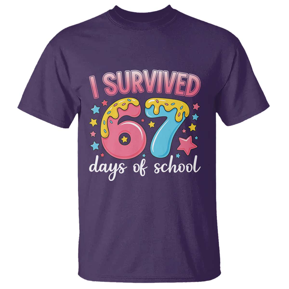 I Survived 67 Days of School T Shirt Cute 6 7 Six Seven Chaos Survivor for Students Teachers TS02 Purple Print Your Wear