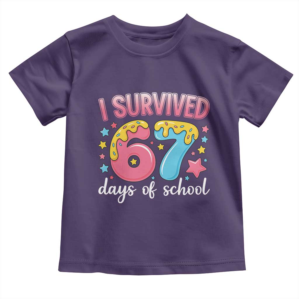 I Survived 67 Days of School Toddler T Shirt Cute 6 7 Six Seven Chaos Survivor for Students Teachers TS02 Purple Print Your Wear