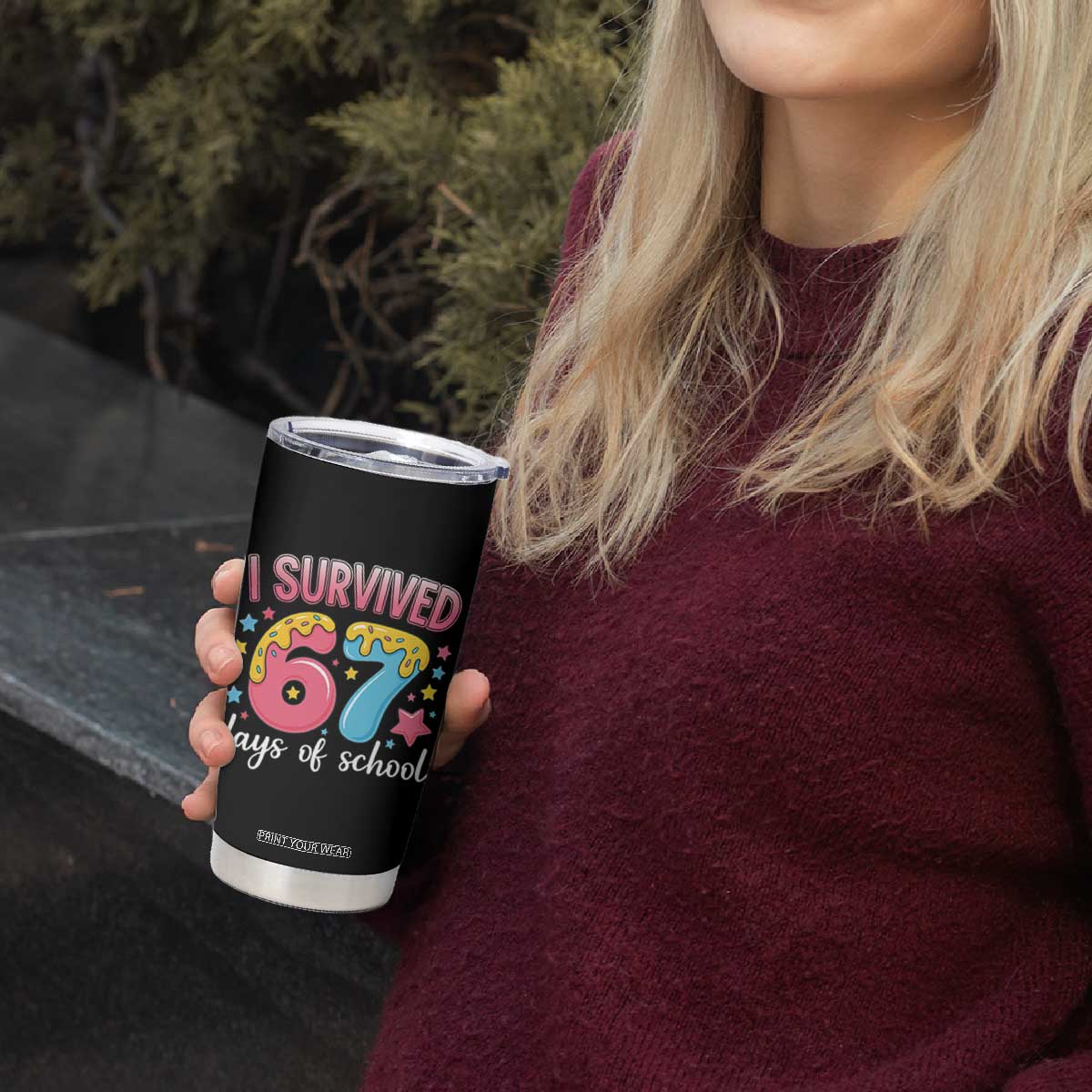 I Survived 67 Days of School Tumbler Cup Cute 6 7 Six Seven Chaos Survivor for Students Teachers TS02 Print Your Wear