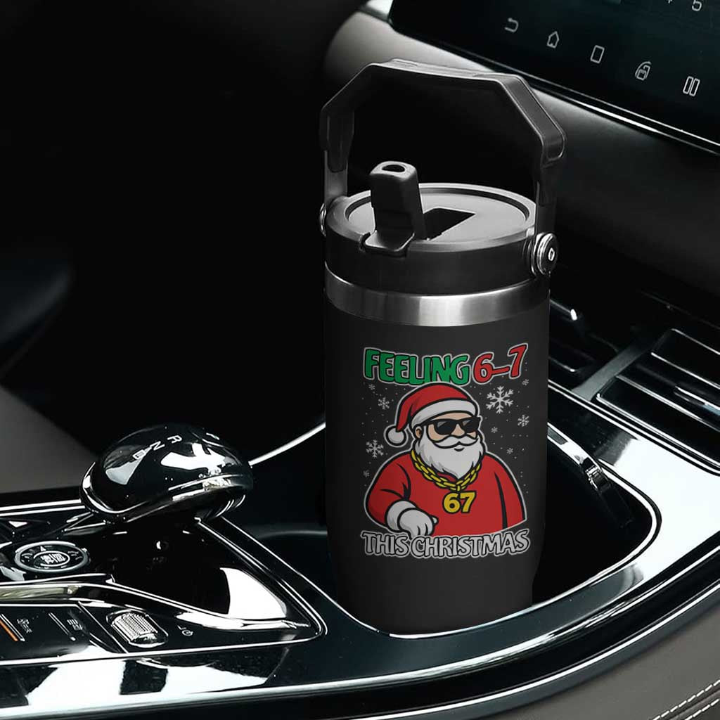 Feeling 67 This Christmas Flip Straw Tumbler Funny Cool Santa Six Seven Meme Holiday TS02 Print Your Wear