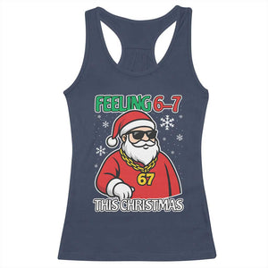 Feeling 67 This Christmas Racerback Tank Top Funny Cool Santa Six Seven Meme Holiday TS02 Navy Print Your Wear