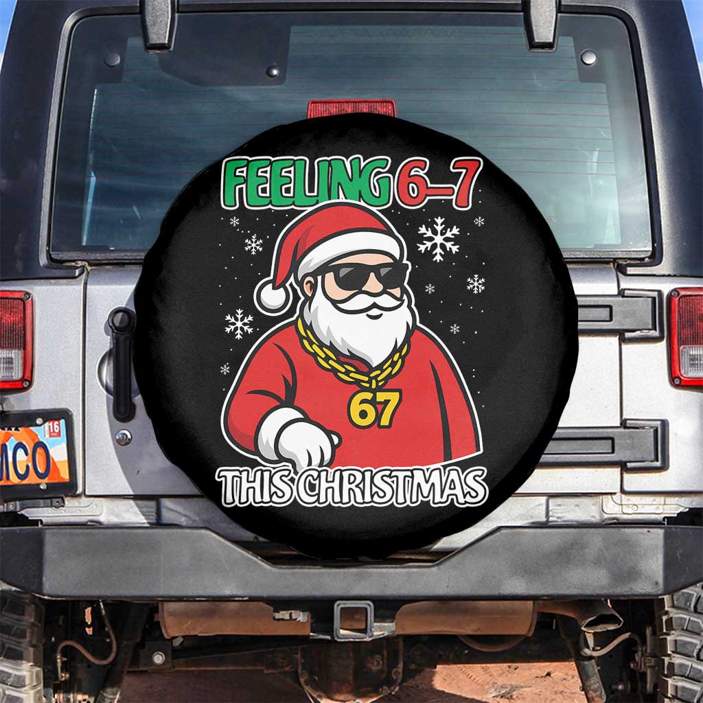Feeling 67 This Christmas Spare Tire Cover Funny Cool Santa Six Seven Meme Holiday TS02 No hole Black Print Your Wear