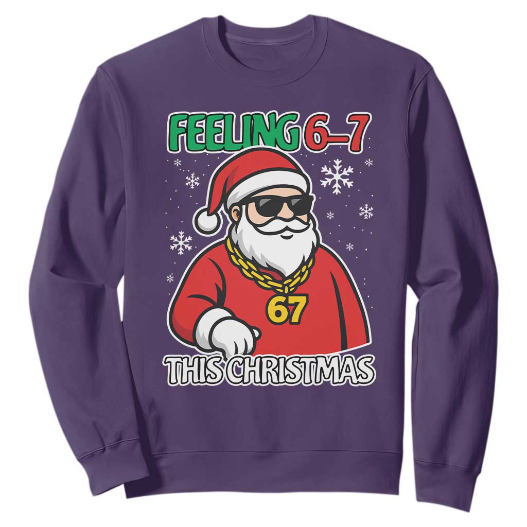 Feeling 67 This Christmas Sweatshirt Funny Cool Santa Six Seven Meme Holiday TS02 Purple Print Your Wear