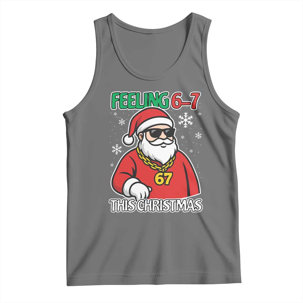 Feeling 67 This Christmas Tank Top Funny Cool Santa Six Seven Meme Holiday TS02 Black Heather Print Your Wear