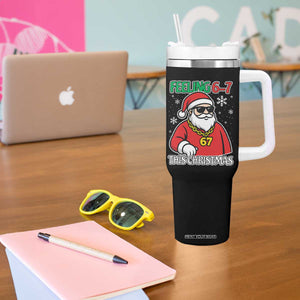 Feeling 67 This Christmas Tumbler With Handle Funny Cool Santa Six Seven Meme Holiday TS02 Print Your Wear