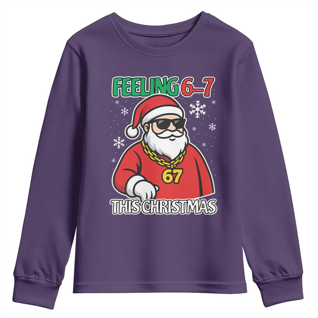 Feeling 67 This Christmas Youth Sweatshirt Funny Cool Santa Six Seven Meme Holiday TS02 Purple Print Your Wear
