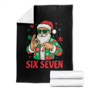 Cool Santa Six Seven Meme Christmas Throw Blanket Funny 67 Holiday Hand Sign with Hipster Vibes TS02 Black Print Your Wear