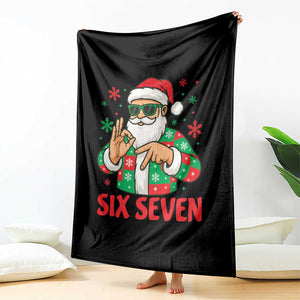 Cool Santa Six Seven Meme Christmas Throw Blanket Funny 67 Holiday Hand Sign with Hipster Vibes TS02 Print Your Wear