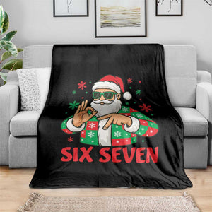 Cool Santa Six Seven Meme Christmas Throw Blanket Funny 67 Holiday Hand Sign with Hipster Vibes TS02 Print Your Wear