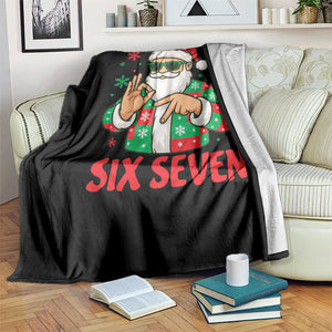 Cool Santa Six Seven Meme Christmas Throw Blanket Funny 67 Holiday Hand Sign with Hipster Vibes TS02 Print Your Wear