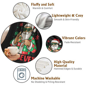 Cool Santa Six Seven Meme Christmas Throw Blanket Funny 67 Holiday Hand Sign with Hipster Vibes TS02 Print Your Wear