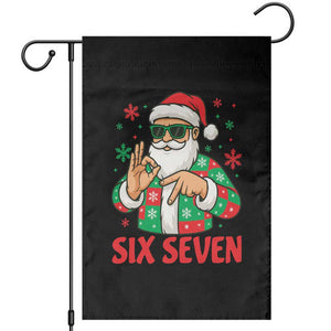 Cool Santa Six Seven Meme Christmas Garden Flag Funny 67 Holiday Hand Sign with Hipster Vibes TS02 Black Print Your Wear