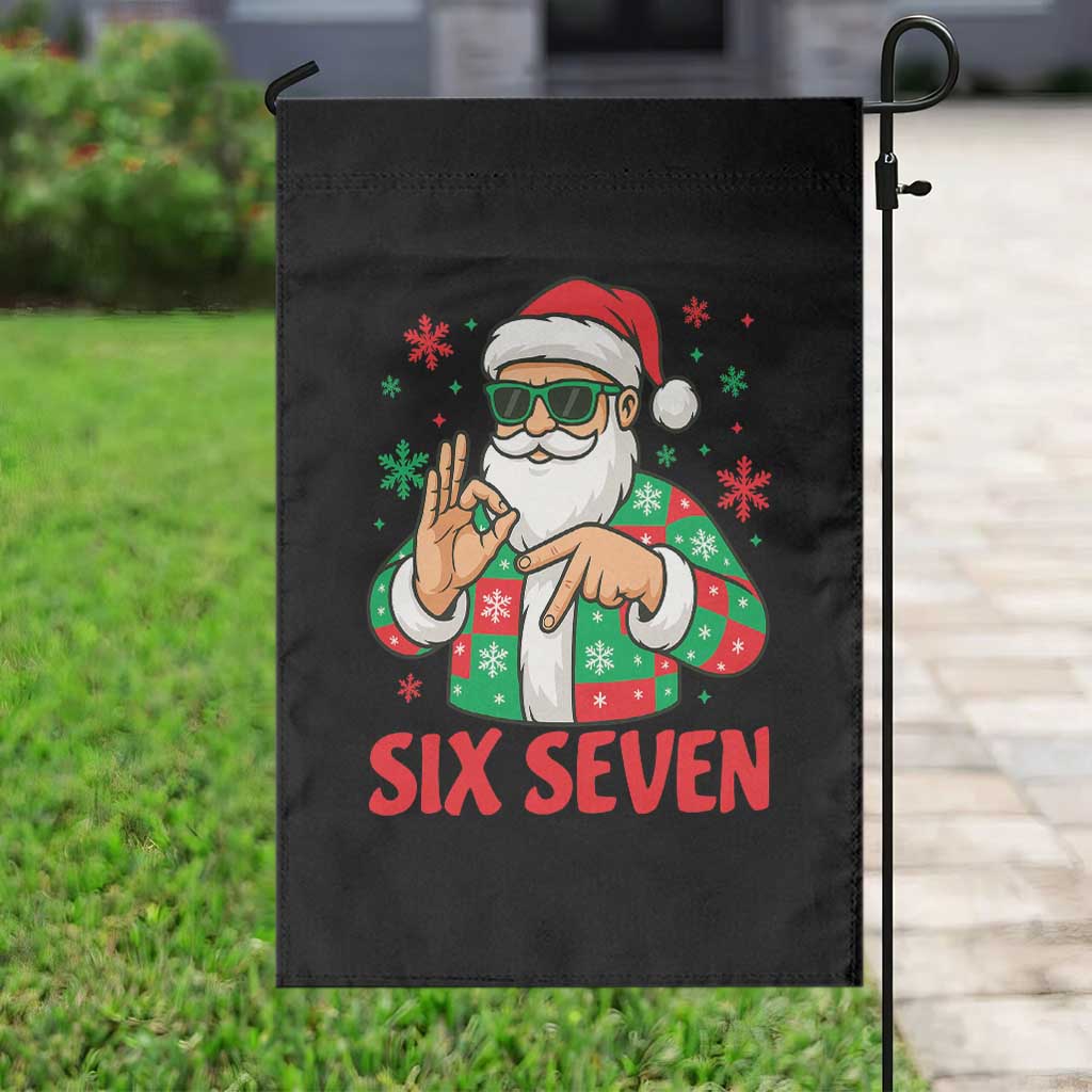 Cool Santa Six Seven Meme Christmas Garden Flag Funny 67 Holiday Hand Sign with Hipster Vibes TS02 Print Your Wear