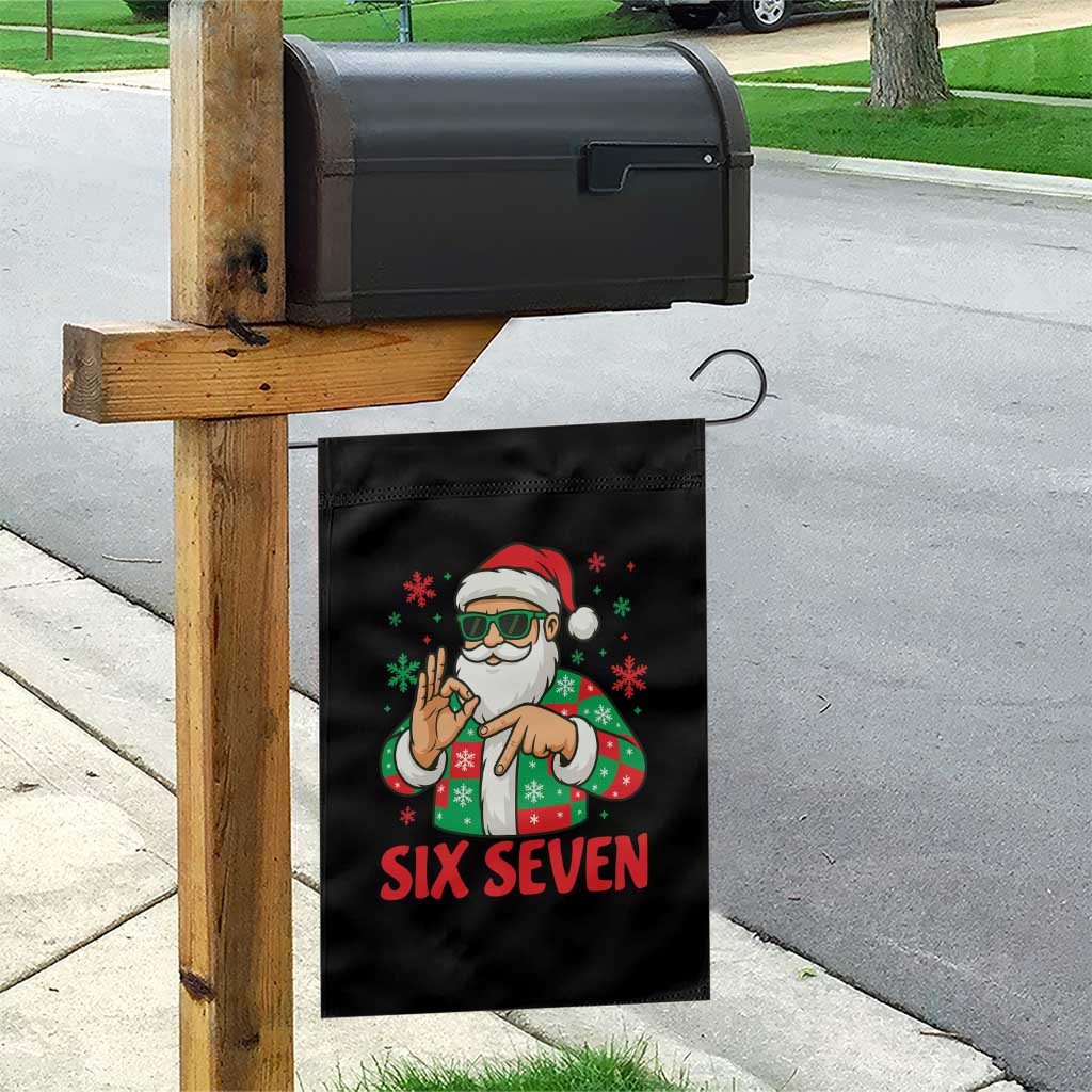 Cool Santa Six Seven Meme Christmas Garden Flag Funny 67 Holiday Hand Sign with Hipster Vibes TS02 Print Your Wear