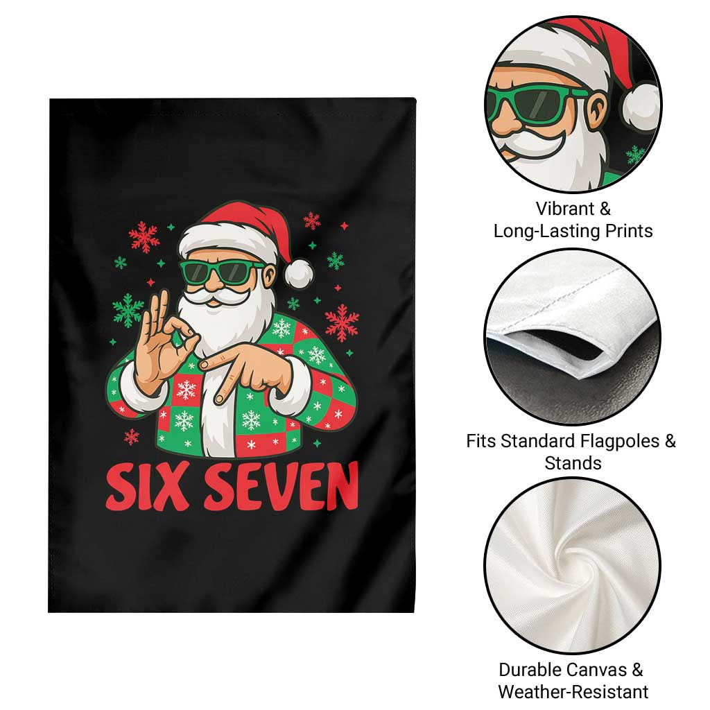 Cool Santa Six Seven Meme Christmas Garden Flag Funny 67 Holiday Hand Sign with Hipster Vibes TS02 Print Your Wear