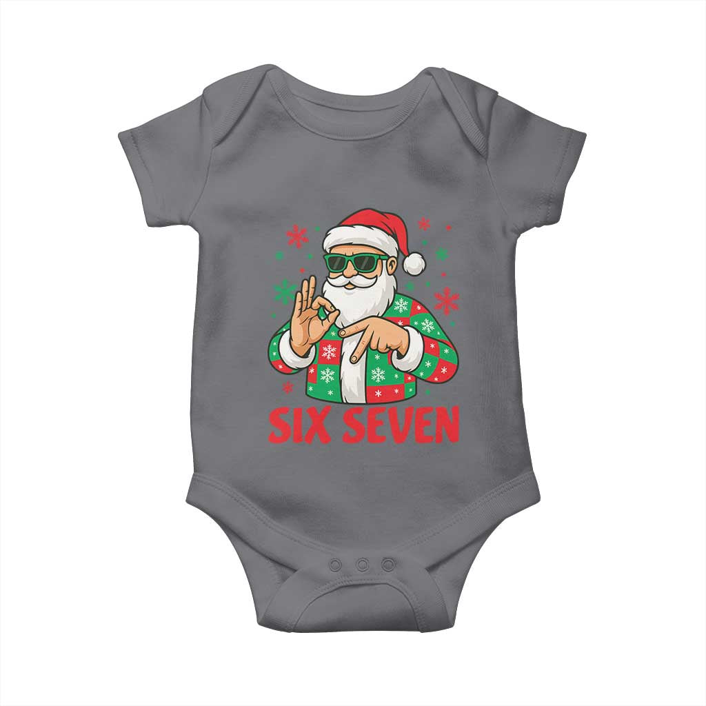 Cool Santa Six Seven Meme Christmas Baby Onesie Funny 67 Holiday Hand Sign with Hipster Vibes TS02 Charcoal Print Your Wear