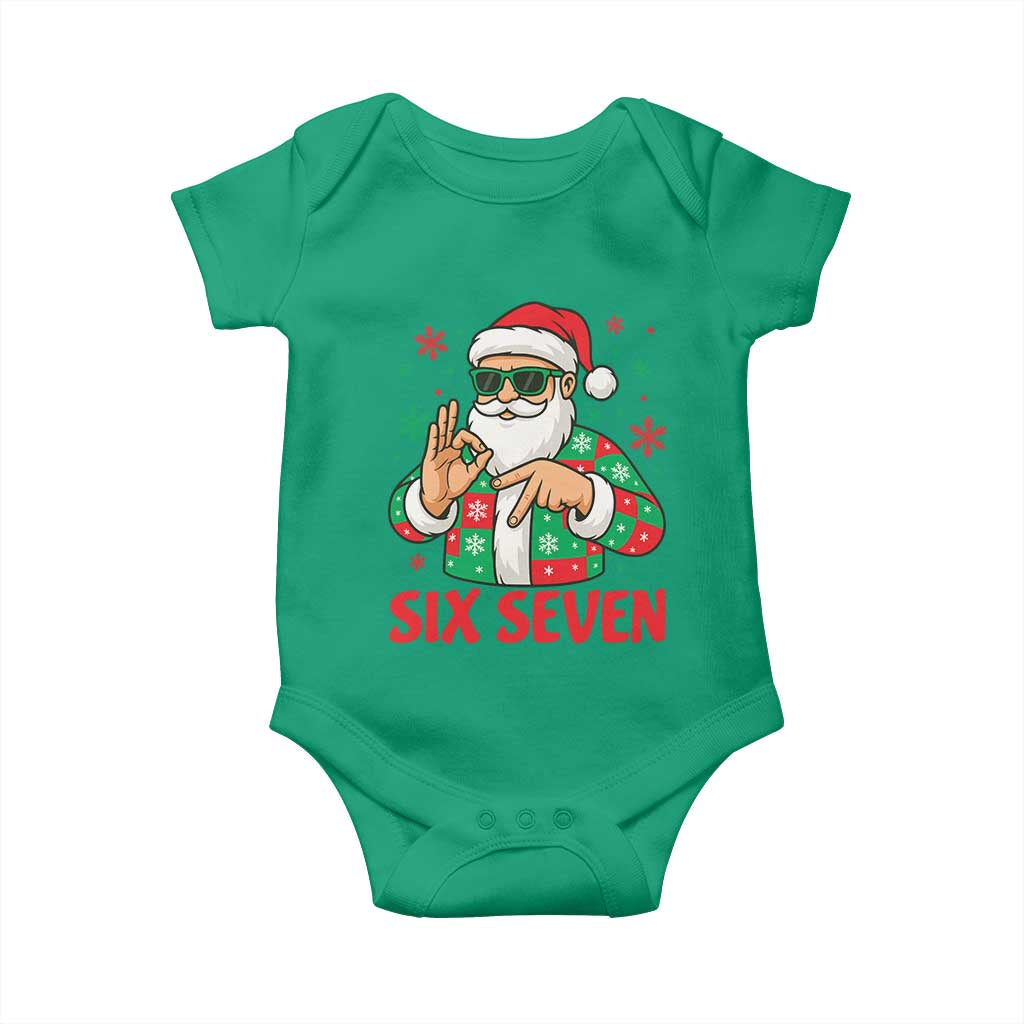 Cool Santa Six Seven Meme Christmas Baby Onesie Funny 67 Holiday Hand Sign with Hipster Vibes TS02 Irish Green Print Your Wear