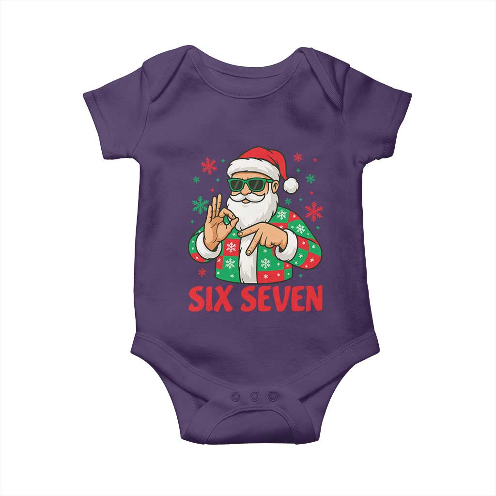 Cool Santa Six Seven Meme Christmas Baby Onesie Funny 67 Holiday Hand Sign with Hipster Vibes TS02 Purple Print Your Wear